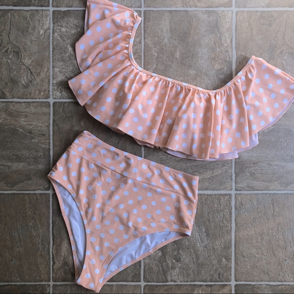 High waisted two piece off the shoulder SWIM SUIT
